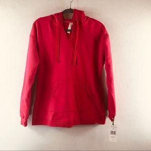 Green Tea Fleece Pullover Rose Large Pink Hoodie